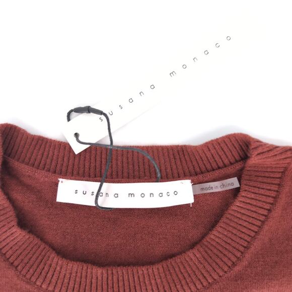 Susana Monaco Womens Crop Sweater Jumper Top in Terracotta - Size XS - NEW - Picture 8 of 14